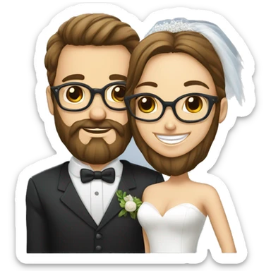 Un homme légère barbe et une femme mariage lunettes sticker