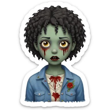 A black zombie girl with very short curly hair sticker