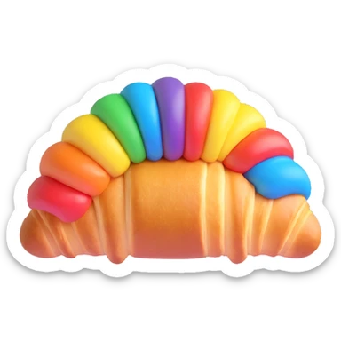 croissant with rainbow pride colors 3D emoji style sticker