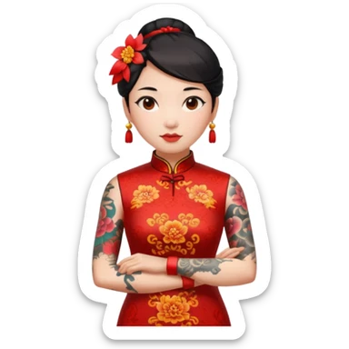 ancient chinese woman with tatooed and cheongsam sticker