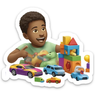 child playing with toys sticker