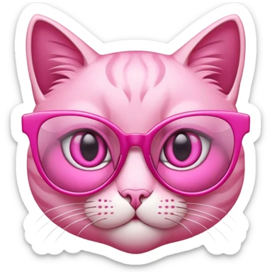 pink cat-eye glasses, retro style with upswept frames and pink lenses sticker