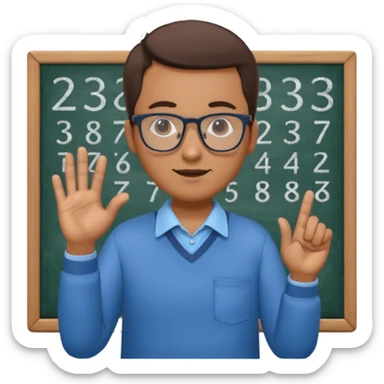 teacher teaching numbers on a blackboard
 sticker