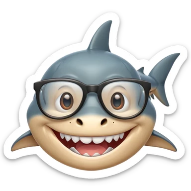 shark laughing with glasses sticker