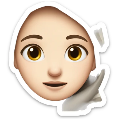 A white girl with squinted eyes freezes in the cold, hugs herself to keep warm sticker