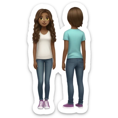 full length brown hair teenager with bron eyes cute sticker