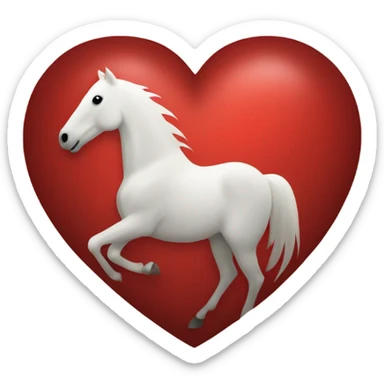 Horse shadow centered within a red heart sticker