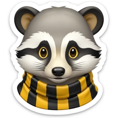 badger head with yellow and black striped scarf sticker