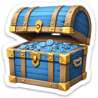 treasure chest of blue coins sticker