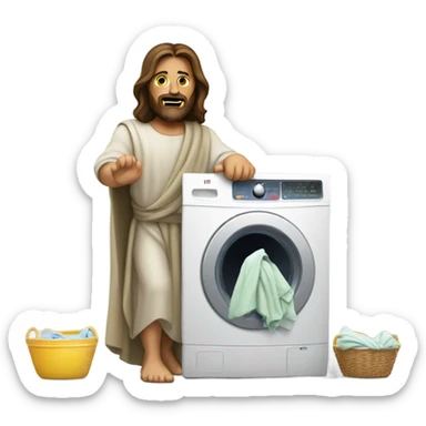 Jesus Christ doing laundry sticker