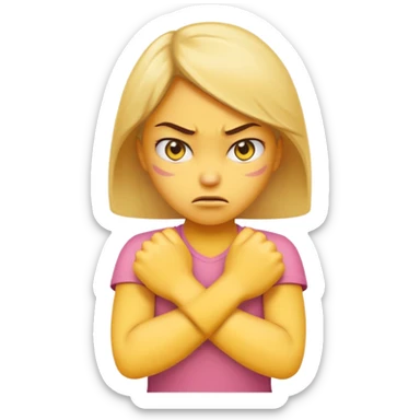 angry face girl emoji with arms crossed over each other in front  sticker