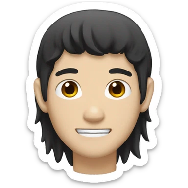 white skin color japanese man with black anime hair, make it from shoulders and create only one emoji sticker