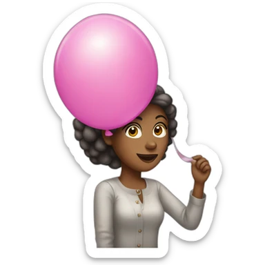woman pops balloon sticker