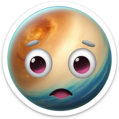 planet Venus with a cartoon nauseated face sticker