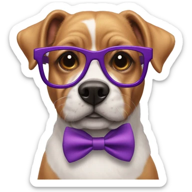 Havanesse dog with a bow tie and purple glasses  sticker