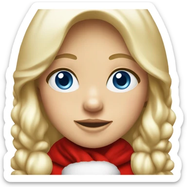 Girl dressed as Santa Claus, blue eyes, blond hair sticker