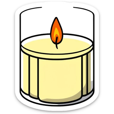 minimalist aesthetic scented candle with a gentle flame sticker