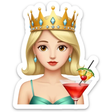 Woman wearing cocktail crown sticker
