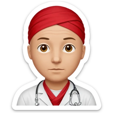 bald doctor with short bandanna sticker