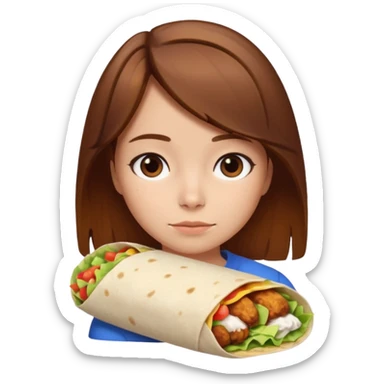 Girl with brown hair "resting chicken burrito face" sticker