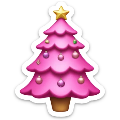 Pink Christmas tree with sparkly ornaments  sticker