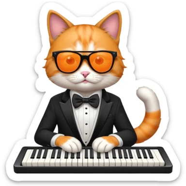 rockstar cat who plays keybord sticker