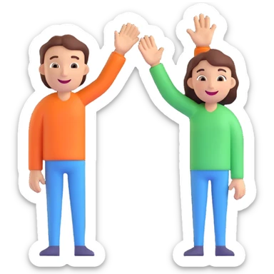 two people high-fiving with happy expressions, showing gratitude and success after a client meeting sticker
