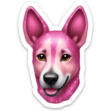 Pink wild dog with glitter  sticker