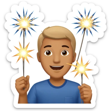 Man holding sparklers with caption six more days! sticker