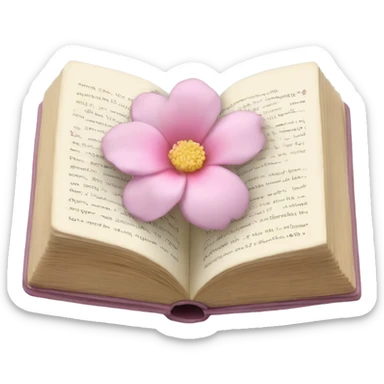 Realistic Open book with light pink flower inside sticker