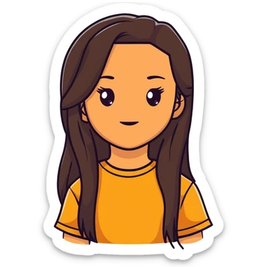 girl with light brown skin, dark eyes and dark straight long hair sticker