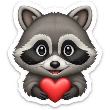 Raccoon emoji Love you sticker
