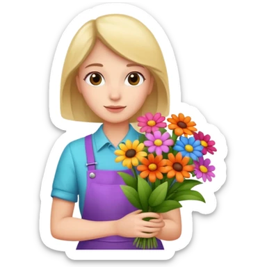 a beautiful bouquet of flowers in the hands of a florist sticker