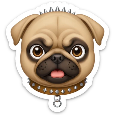 pug dog with spiked collar angry face emoji style iPhone sticker