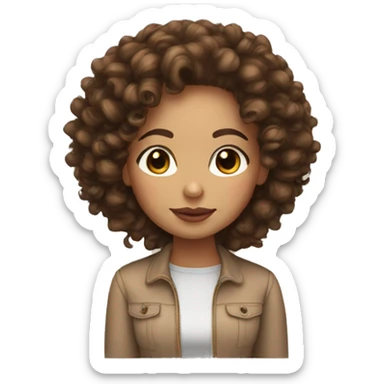 Latina light skin girl with brown curls and long lashes sticker