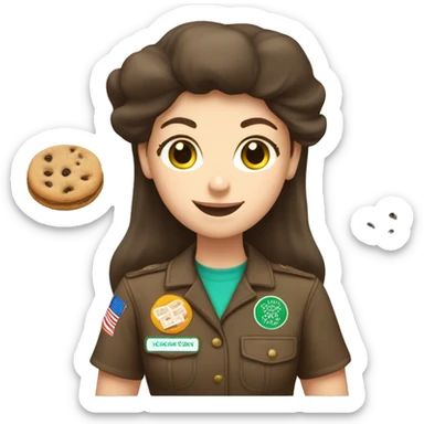 white girl scout selling cookie sticker
