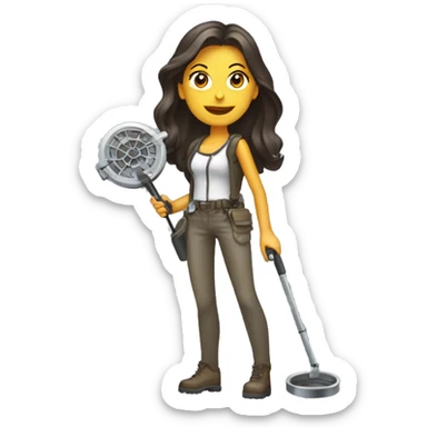 Pretty woman holding metal detector  sticker