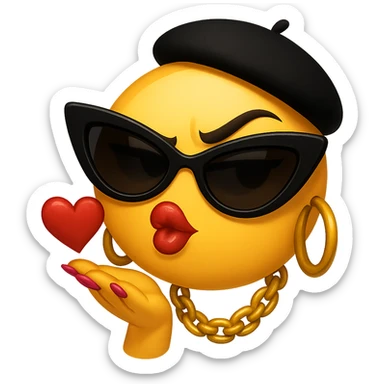 slay emoji, blowing a kiss, fierce and fashionable, no background sticker