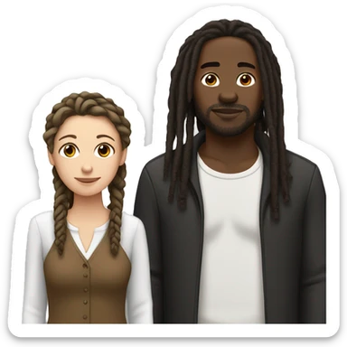 black man with dreads with white woman with dark brown hair  sticker