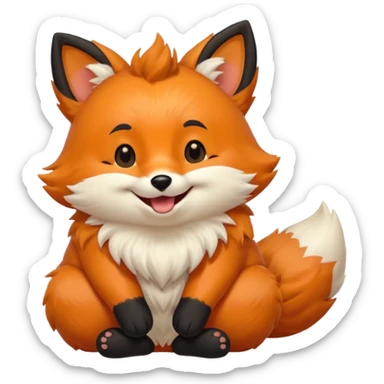 Floofy the Creampuff fox blackish away laughing, chubby. Black paws orange color sticker