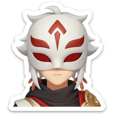 Hilichurl (from Genshin Impact) (with a white mask with red tribal markings on it)  sticker