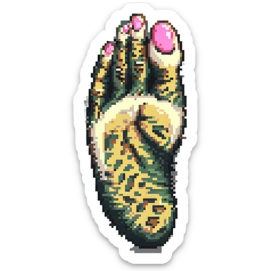 leopard foot pointing up in pixel art style sticker
