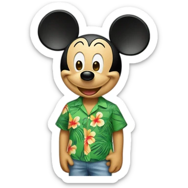 Mickey with hawaïan shirt sticker