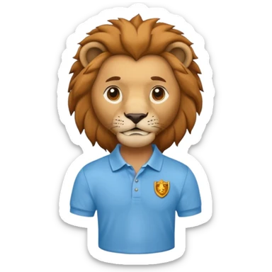 un leon con polito celeste caricatura sticker