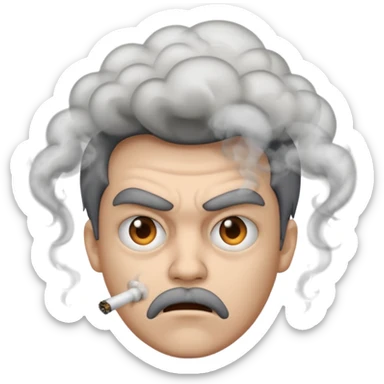 mad face with smoke coming out of head sticker