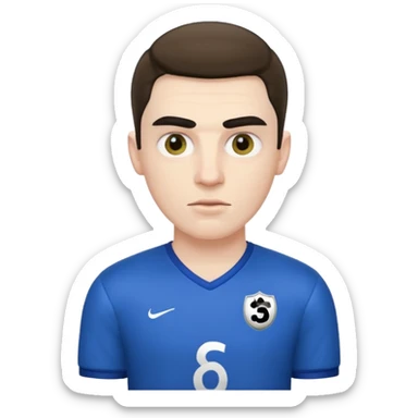 an evil man with an unibrow with a football shirt  sticker