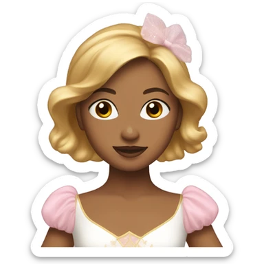 ballerina with golden brown blonde hair dancing with a white and pink ballet costume sticker