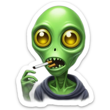alien face smoking sticker