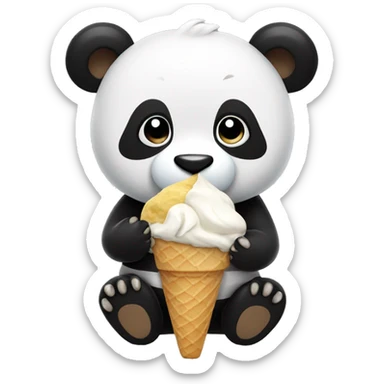 Panda eating ice cream sticker