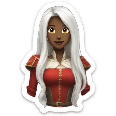 rpg-girl-with-long-white-hair and red blouse sticker